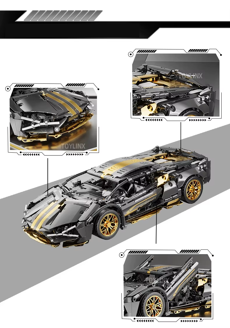 ZŁOTO-SZARE AUTO SPORTOWE | 1280 elementów