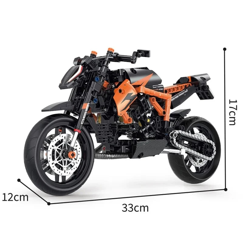 ORANŽOVÁ MOTOCYKEL 1:8 | 579 dílků
