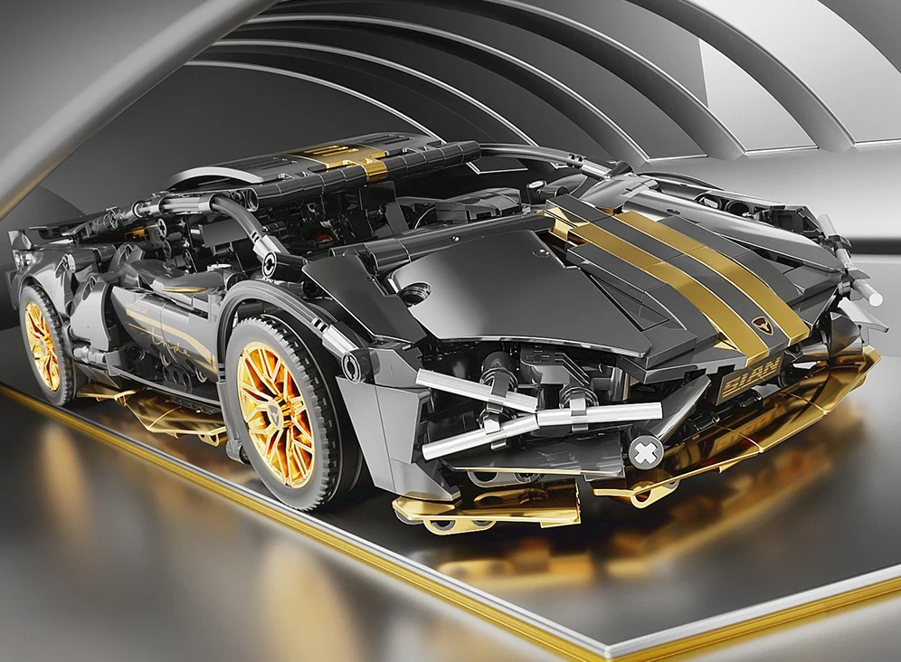ZŁOTO-SZARE AUTO SPORTOWE | 1280 elementów