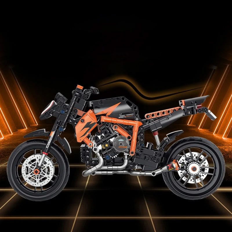 ORANŽOVÁ MOTOCYKEL 1:8 | 579 dílků
