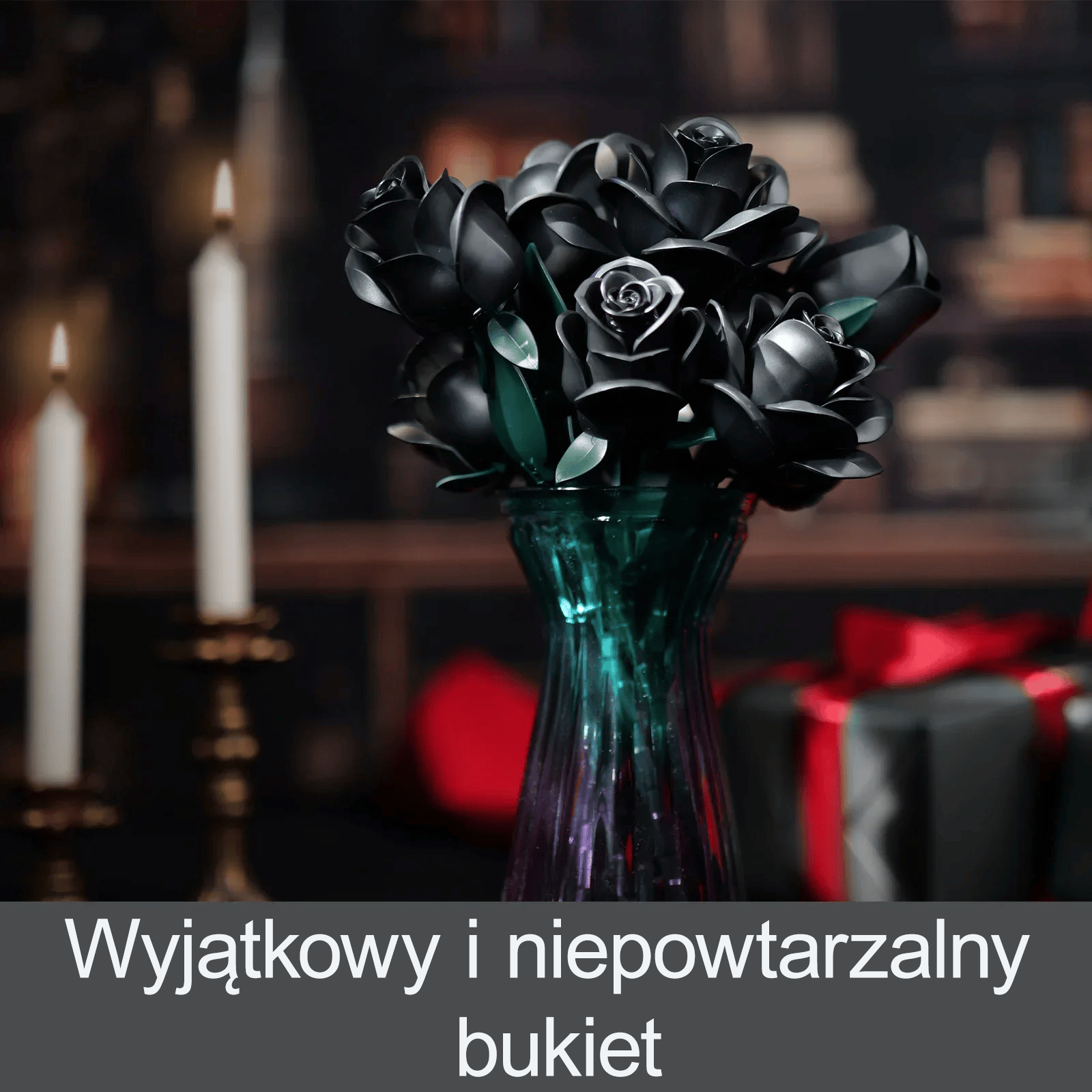 BUKIET CZARNYCH GOTYCKICH RÓŻ | 623 elementów