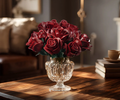 BOUQUET OF 12 BURGUNDY MATT ROSES | 496 pieces