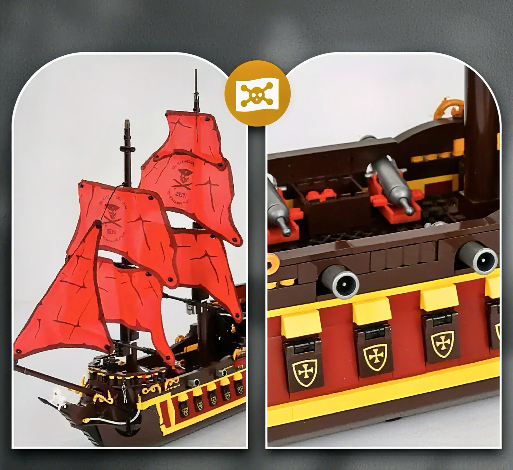 PIRATE SHIP WITH RED SAILS | 1436 pieces