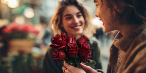 BOUQUET OF 12 BURGUNDY MATT ROSES | 496 pieces