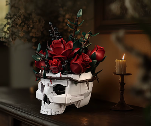 RED ROSE BOUQUET IN A SKULL HALLOWEEN | 1101 pieces