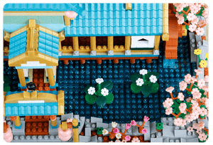 [DO POPRAWY OPIS/ZDJĘCIA W PIERWSZEJ KOLEJNOŚCI] JAPANESE HOUSE PALACE WITH PEACH TREES ANCIENT ARCHITECTURE BUILDING BLOCKS SET | 2350 pieces 