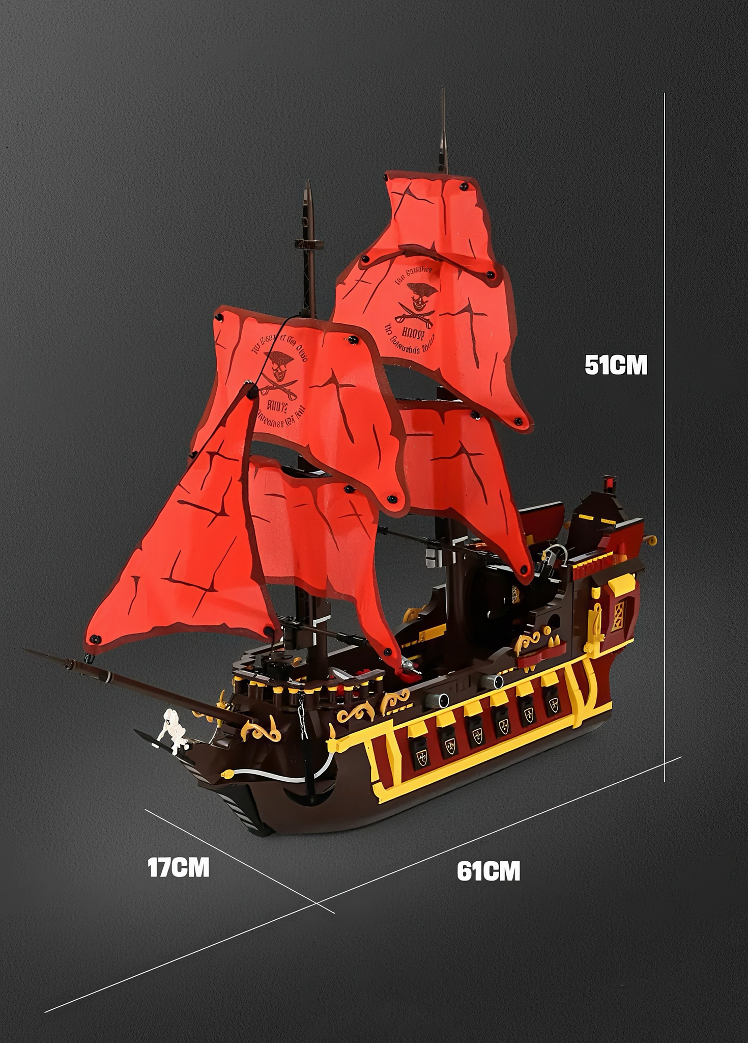 PIRATE SHIP WITH RED SAILS | 1436 pieces