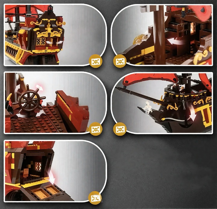 PIRATE SHIP WITH RED SAILS | 1436 pieces
