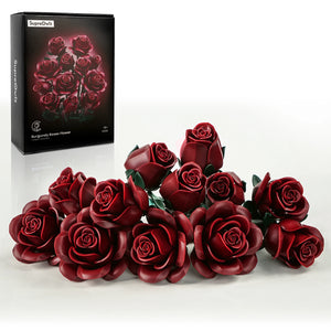 BOUQUET OF 12 BURGUNDY MATT ROSES | 496 pieces