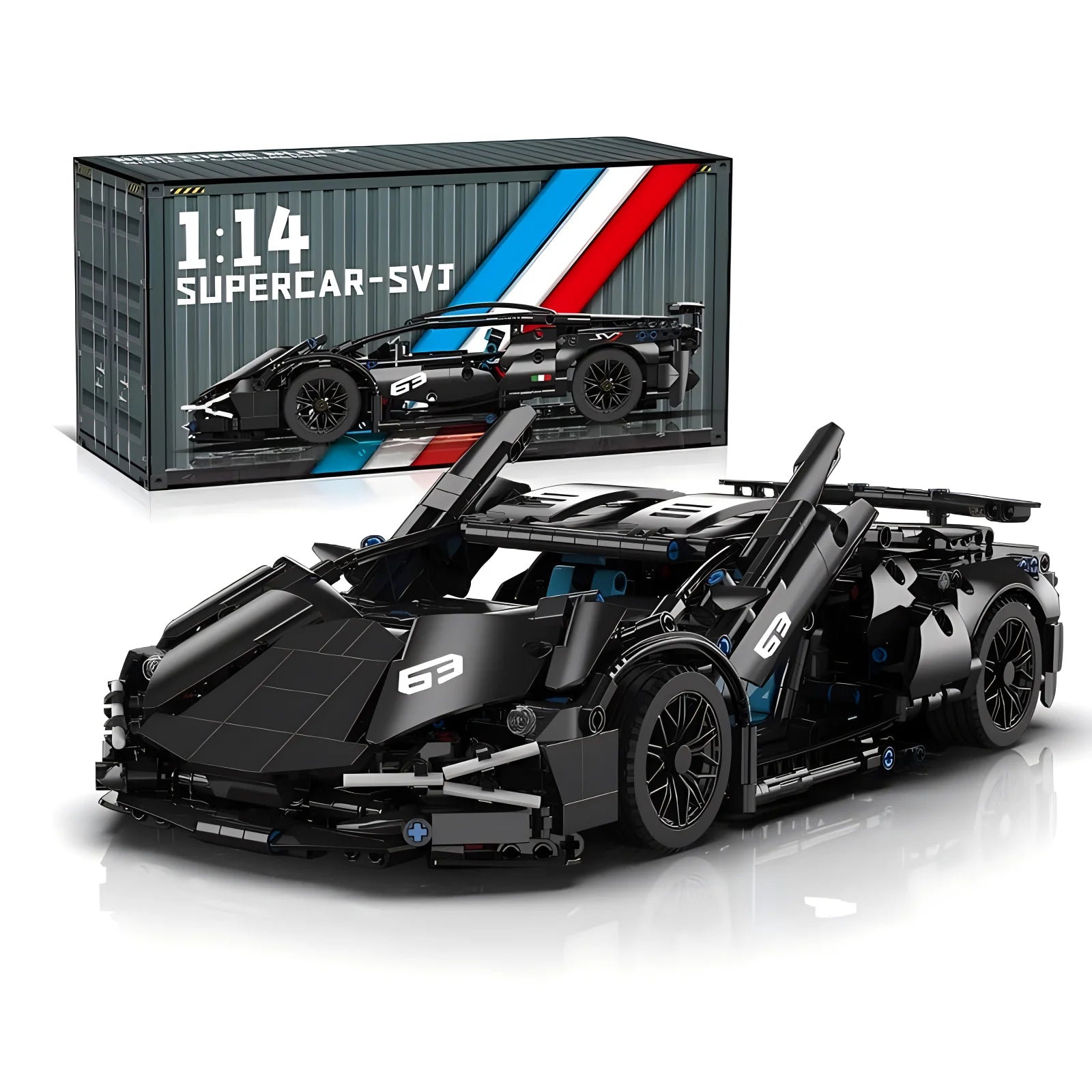 BLACK SPORTS CAR WITH LEDS RC | 1280 pieces