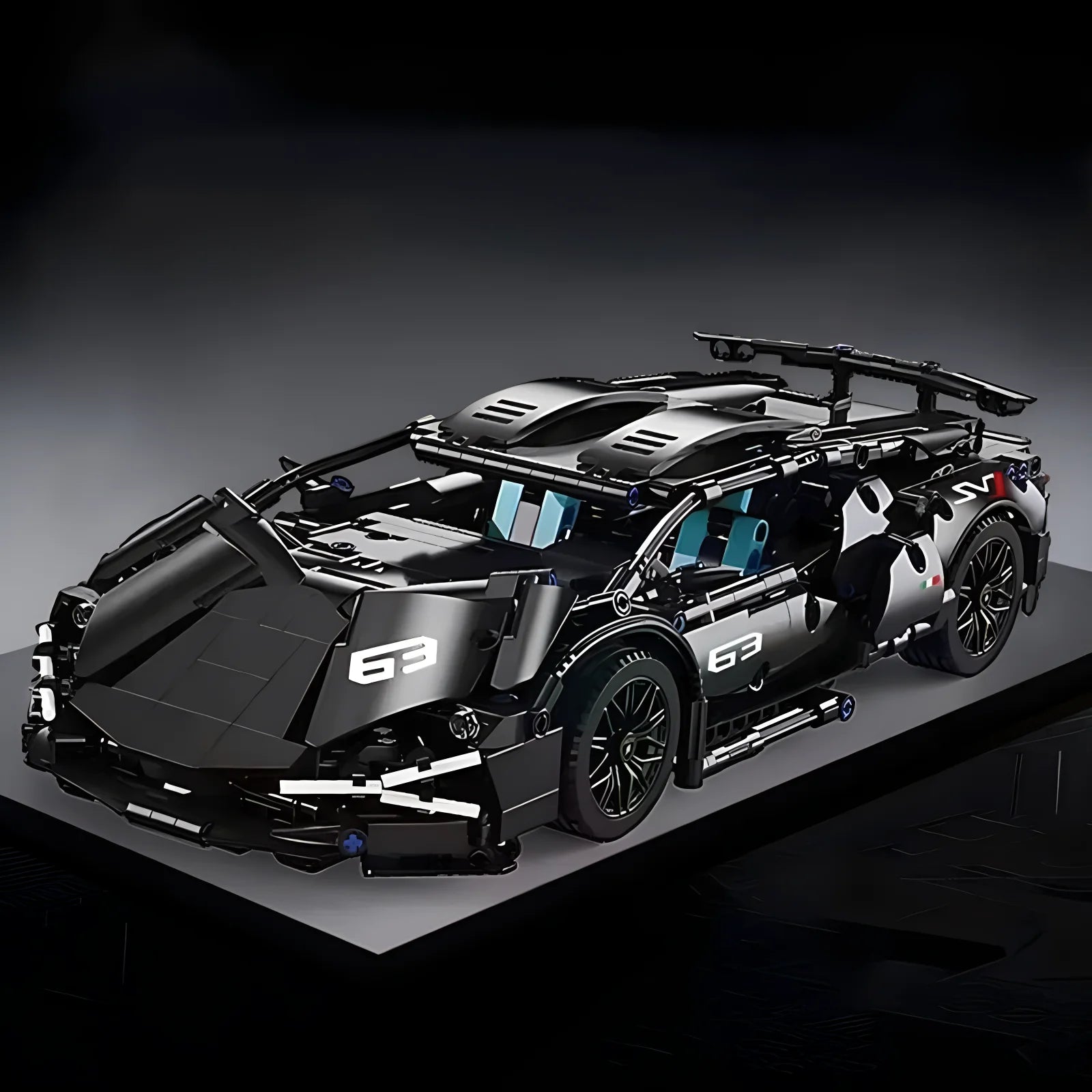 BLACK SPORTS CAR WITH LEDS RC | 1280 pieces