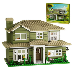GREEN TWO-STORY AMERICAN-STYLE HOUSE | 1176 pieces