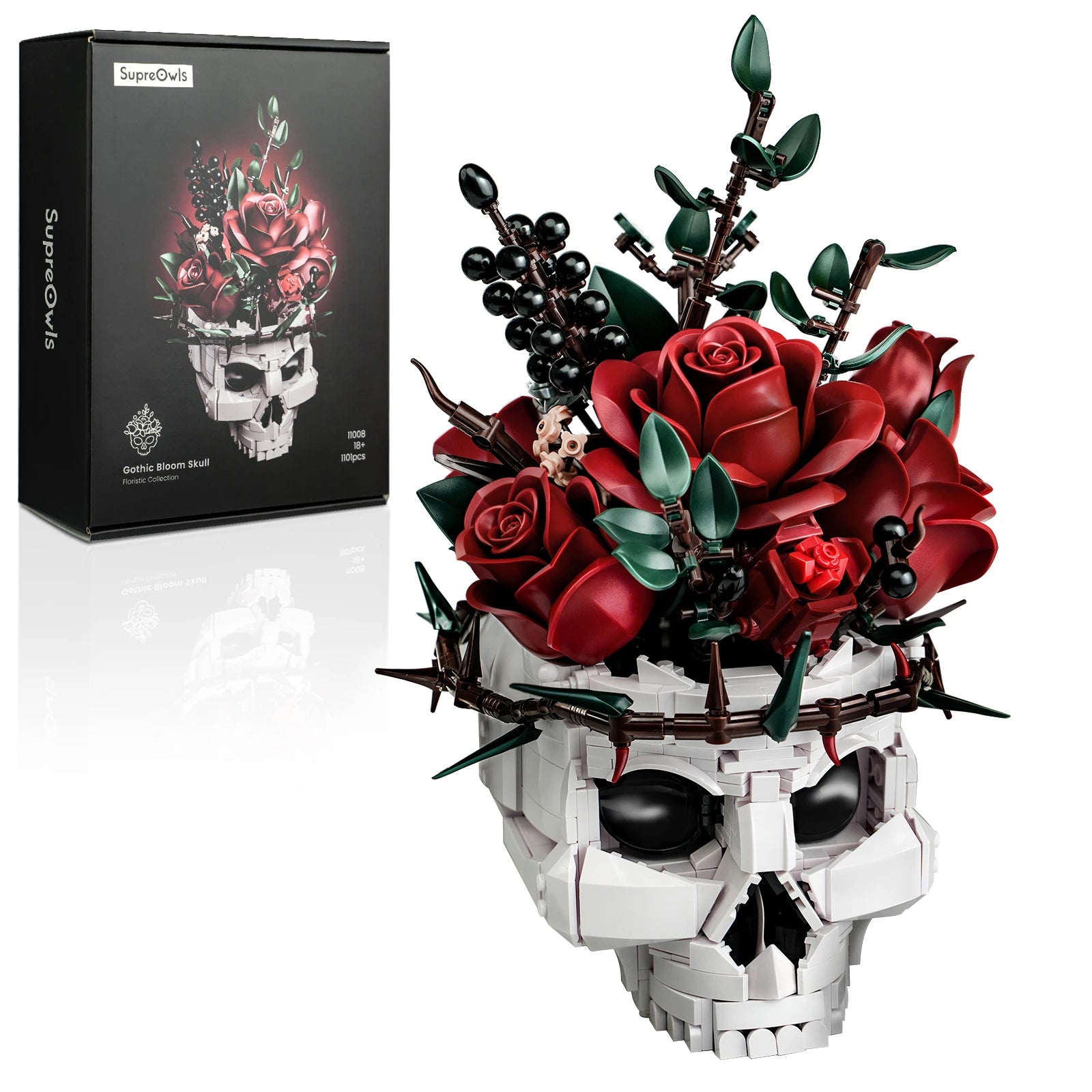RED ROSE BOUQUET IN A SKULL HALLOWEEN | 1101 pieces